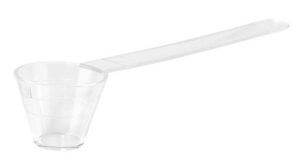 Op de lepel zelf staat een streepje van 1ml en 2 ml.